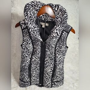 Laura Ashley Black and White Animal Print Vest
